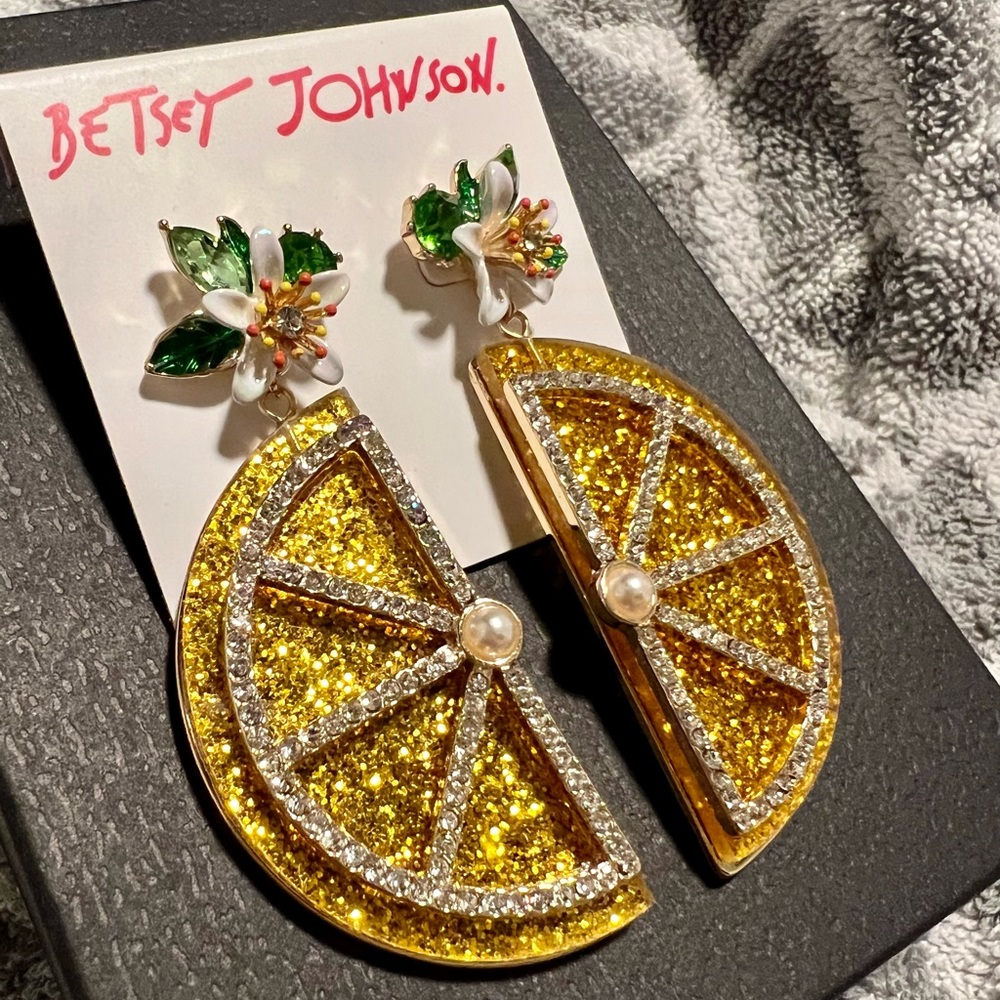 Betsey Johnson Lemon Drop Slice Earrings | NEW